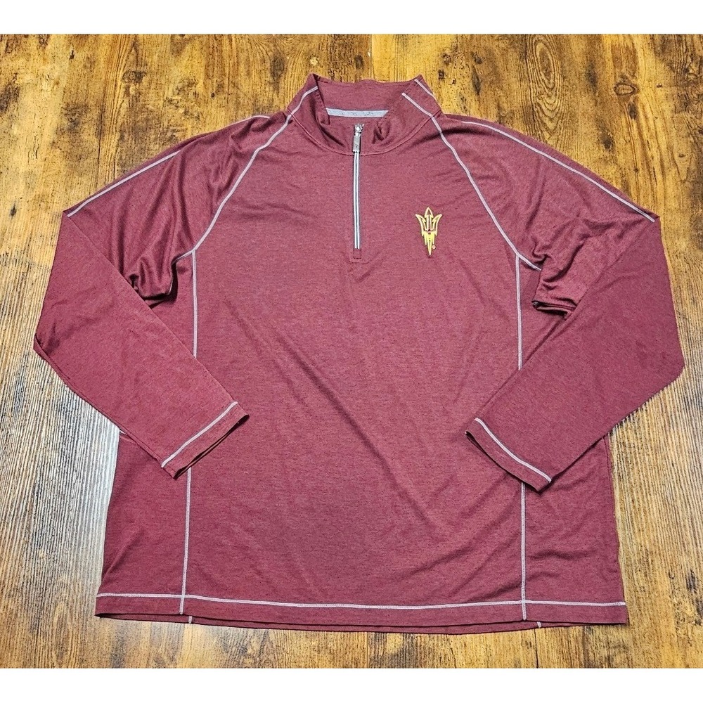 Tommy Bahama Mens XXL Arizona State Sun Devils ASU Quarter Zip Pullover Maroon